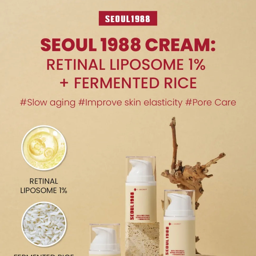 Crema Hidratante con Retinal Liposome 1% + Fermented Rice 50ml Seoul 1988 K-SECRET