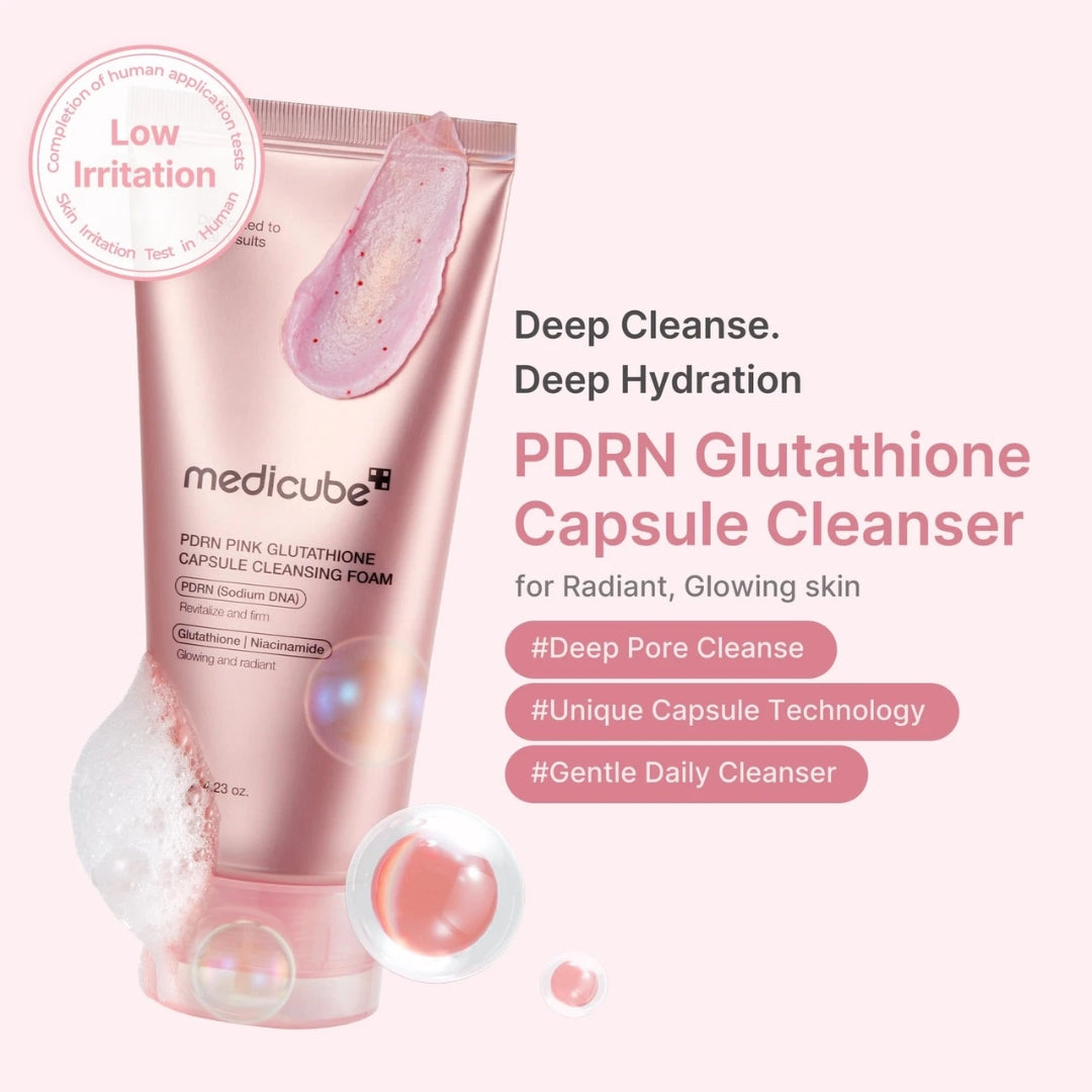 Limpiador Facial PDRN Cápsula Glutatión Rosa Medicube