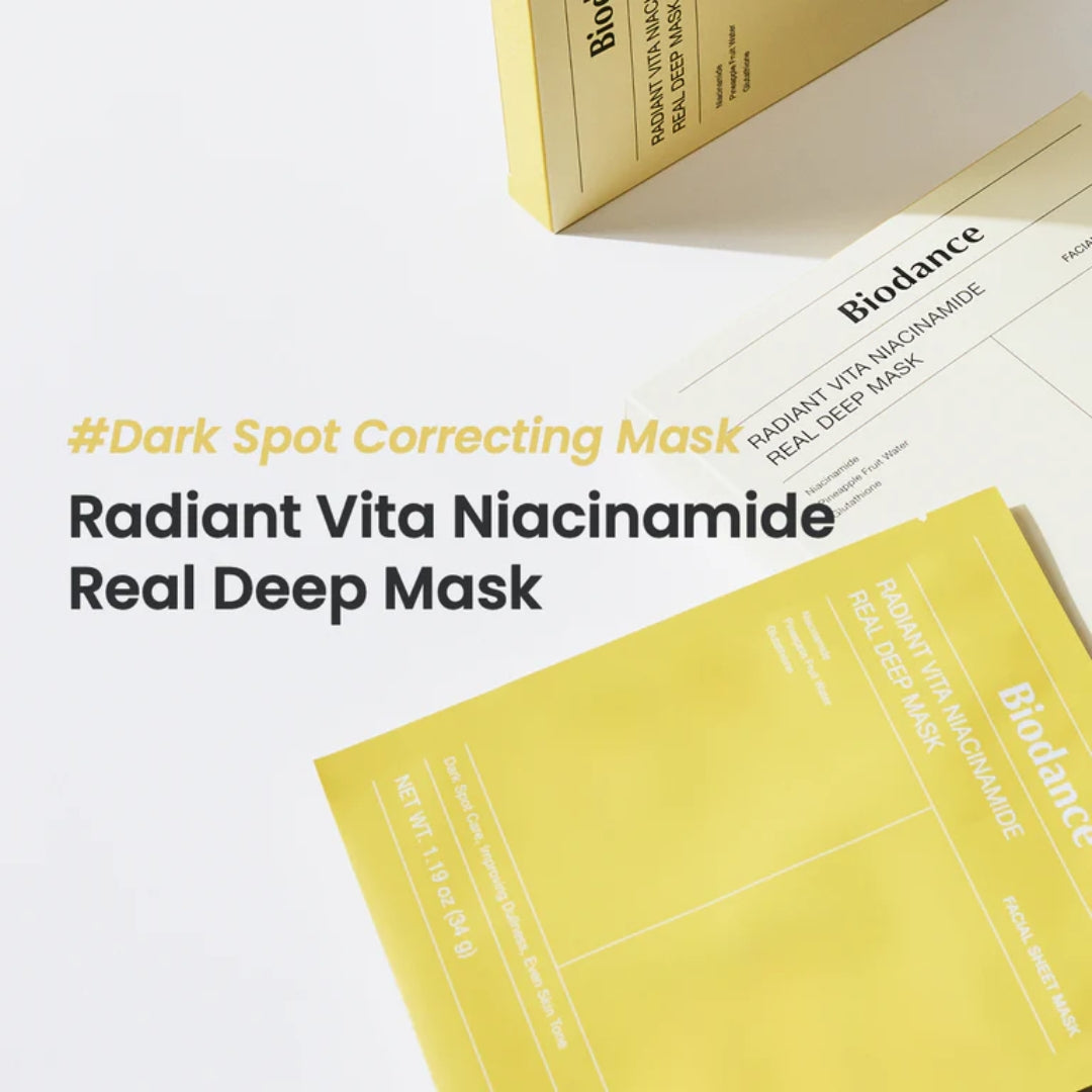Mascarilla de Colageno profunda Radiant Vita Niacinamide Real Collagen Mask Pack of Biodance