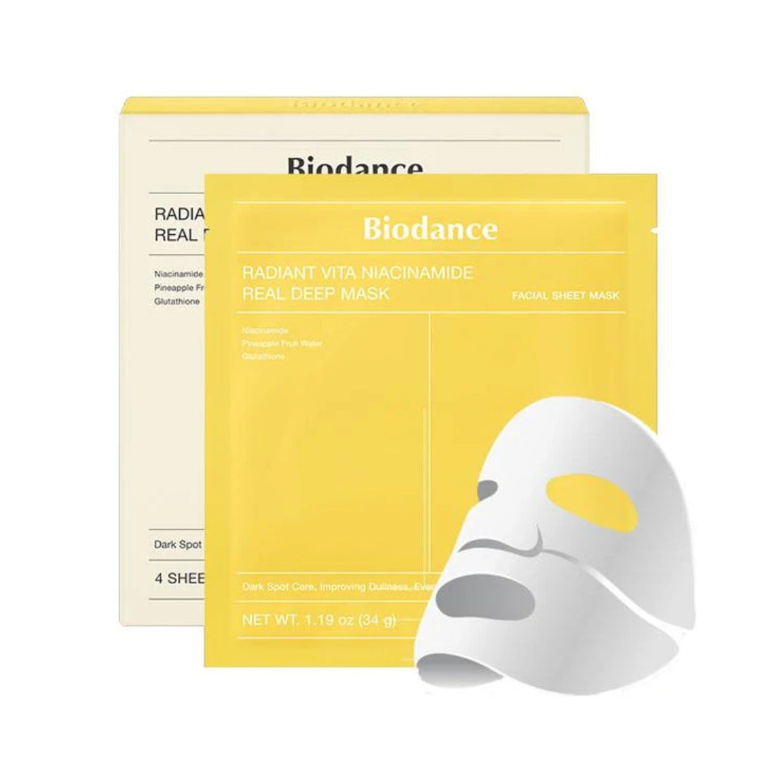 Mascarilla de Colageno profunda Radiant Vita Niacinamide Real Collagen Mask Pack of Biodance