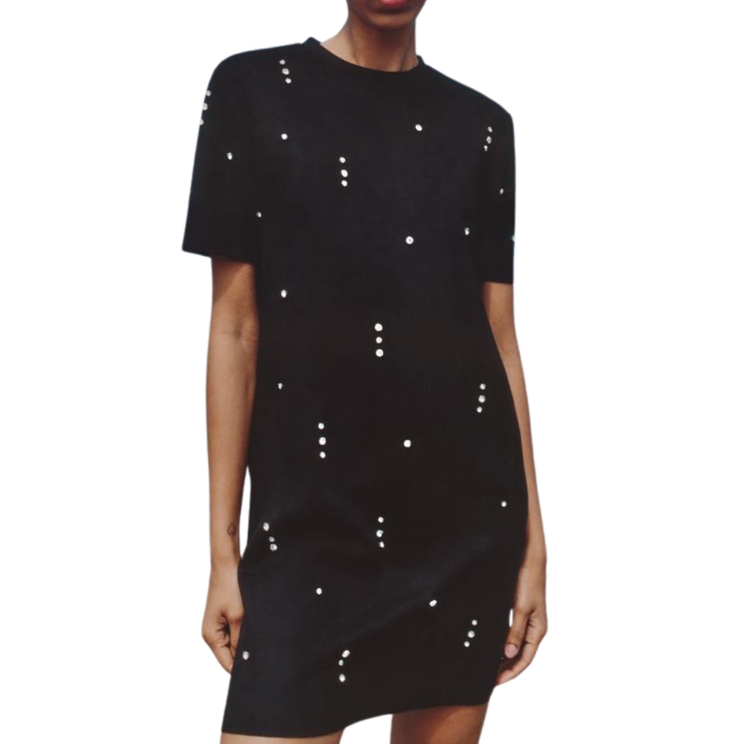 Vestido de Gamuza con Pedreria