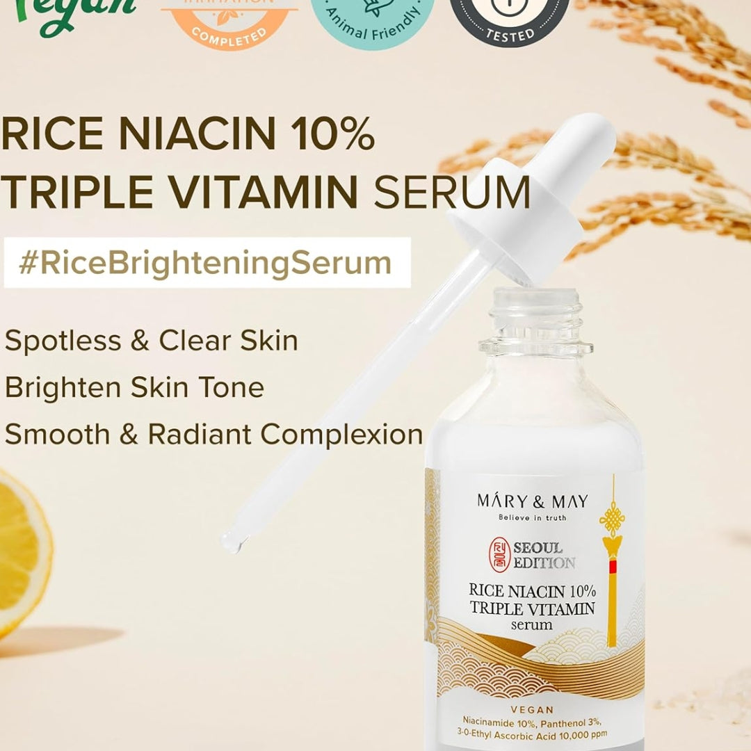 Serum de arroz con niacinamide de 10% triple vitamina SEOUL EDITION  Mary&May