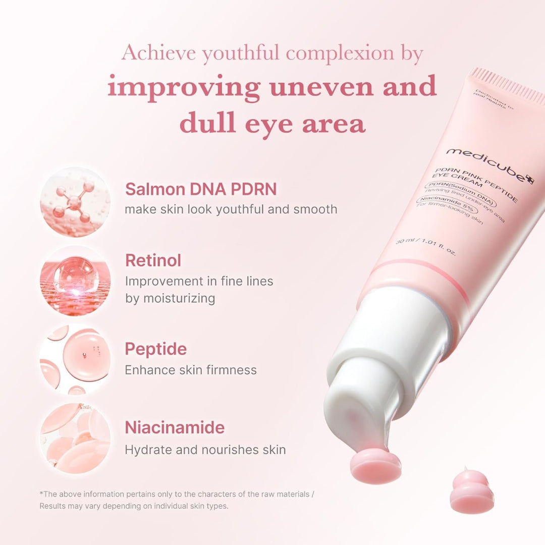 Contorno de ojos con PDRN de salmón, niacinamida y retinol 30 ml Medicube PDRN Pink Peptide Eye Cream