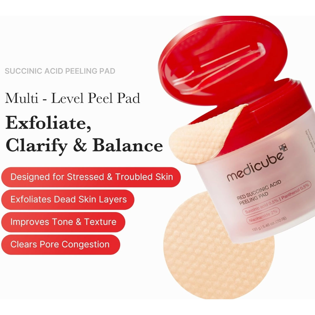 Pads Hidratantes Red Succinic Acid Peeling 70pcs Medicube