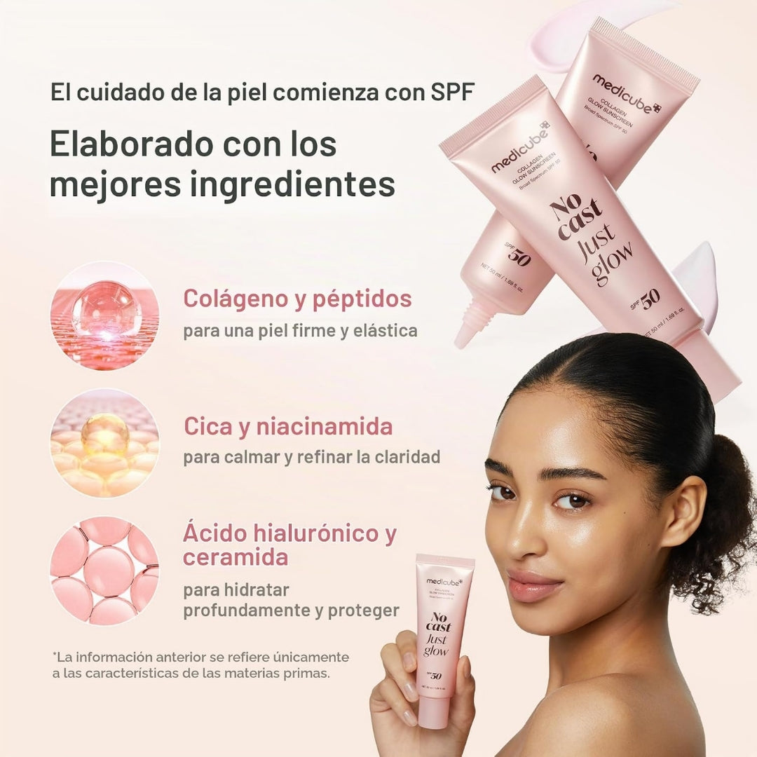 Protector Solar No Cast Just Glow Collagen Sunscreen SPF 50+PA++++ 50ml Medicube