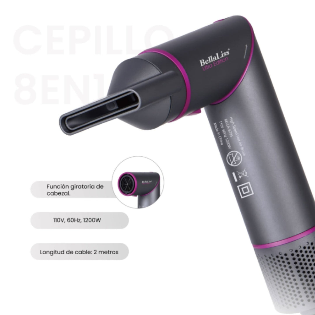 Cepillo Secador Multifuncional Edición Ultra 8 en 1º BellaLiss