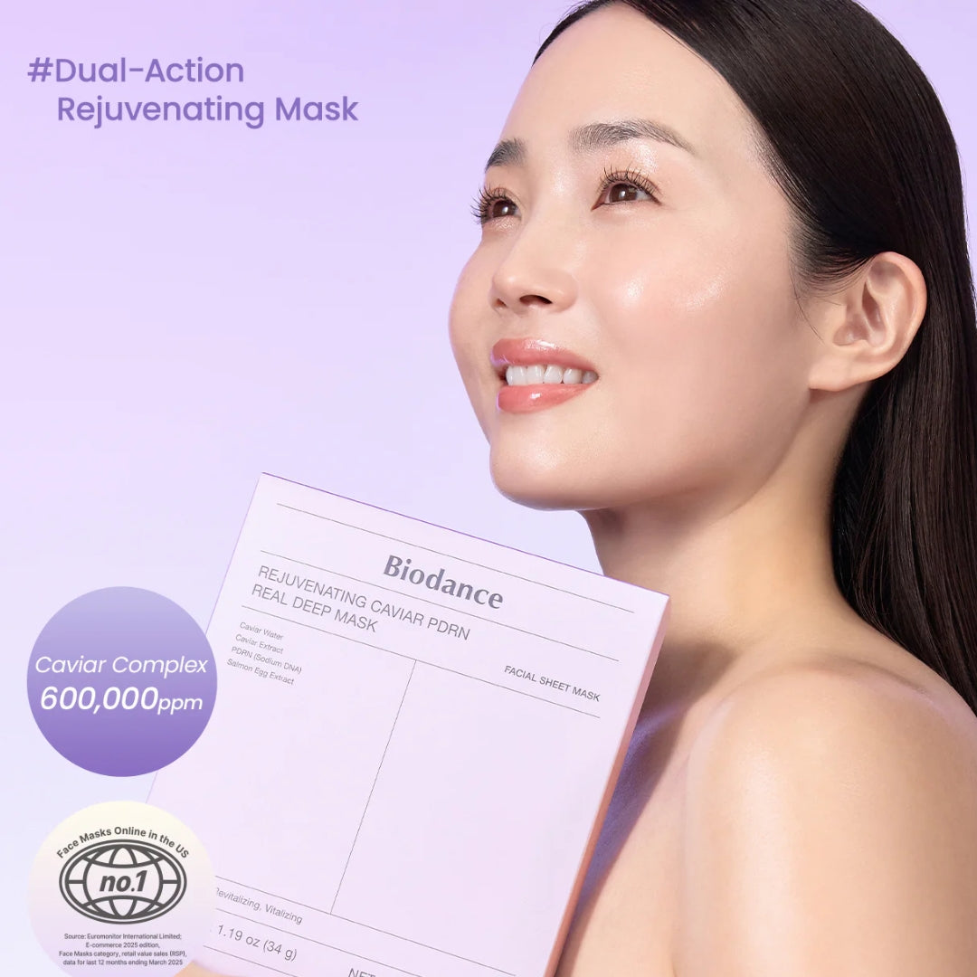 Mascarillas de Caviar Rejuvenating Caviar PDRN Real Deep Mask 4 unidades Biodance