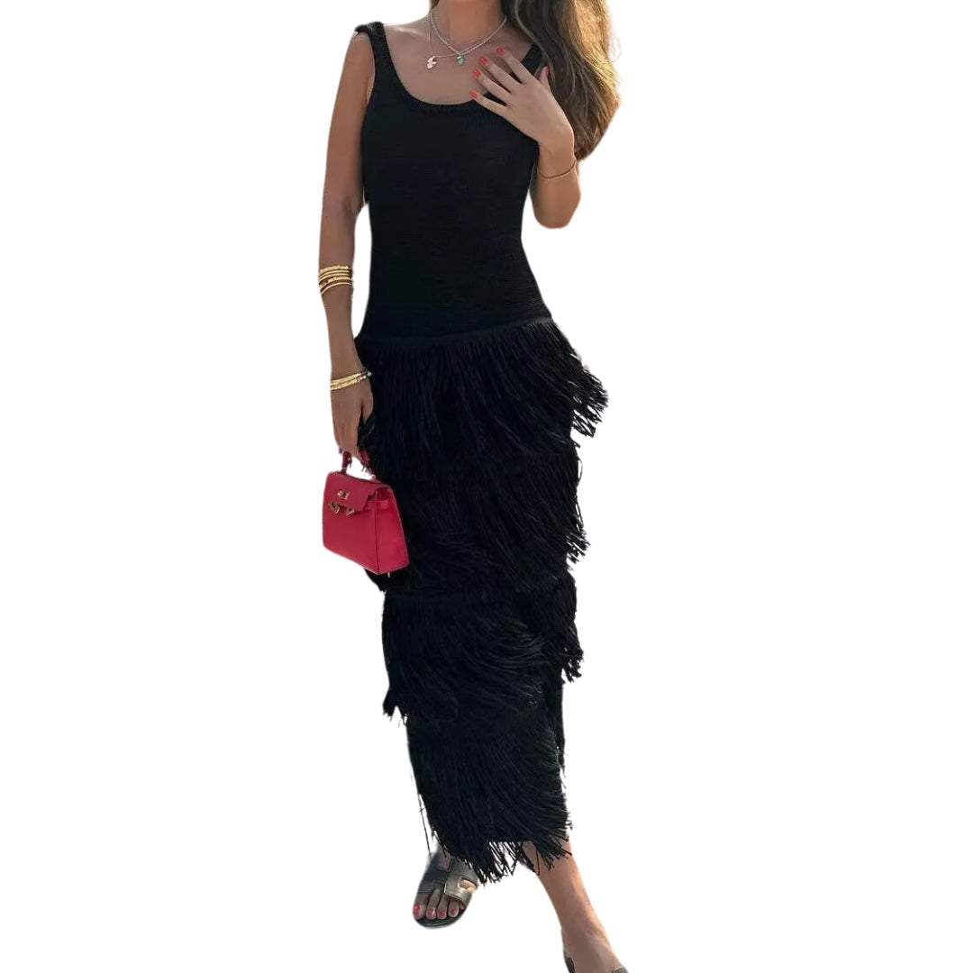 Vestido Con Fleco