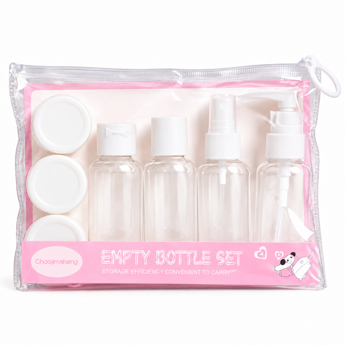 Kit Viajero de 7 piezas mas estuche trasparente