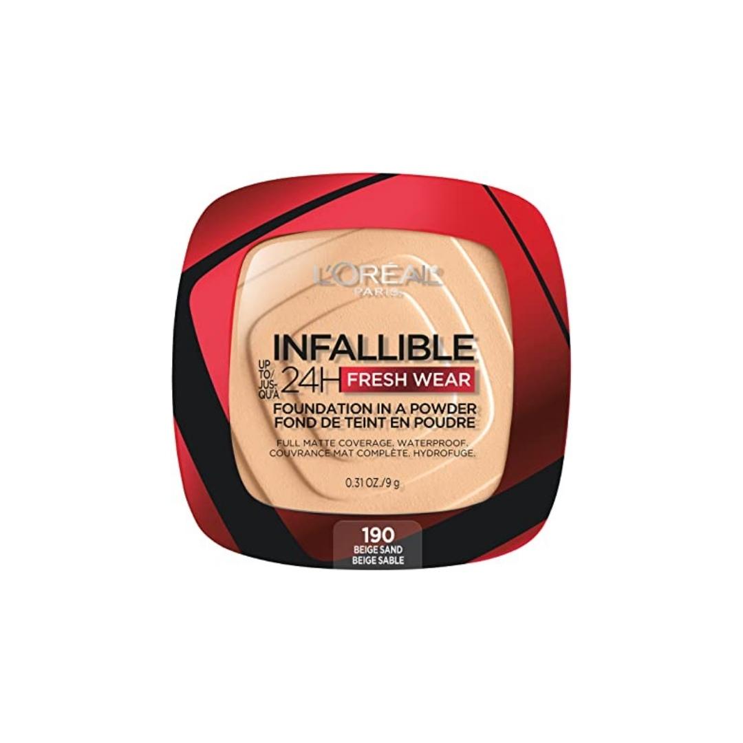 Polvo Compacto Infallible a Prueba de Agua 24h larga duración Fresh Wear 9g Loreal Paris