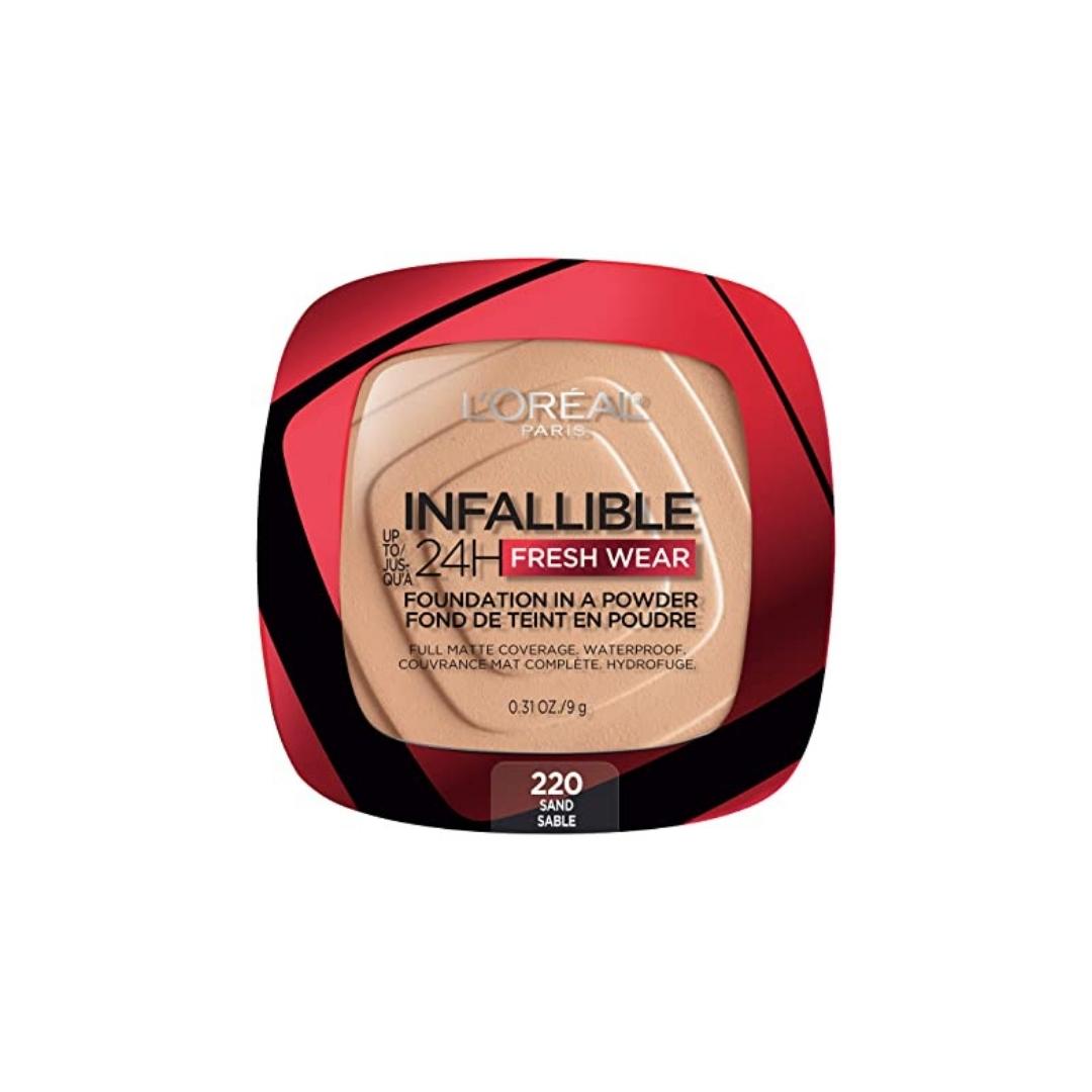 Polvo Compacto Infallible a Prueba de Agua 24h larga duración Fresh Wear 9g Loreal Paris